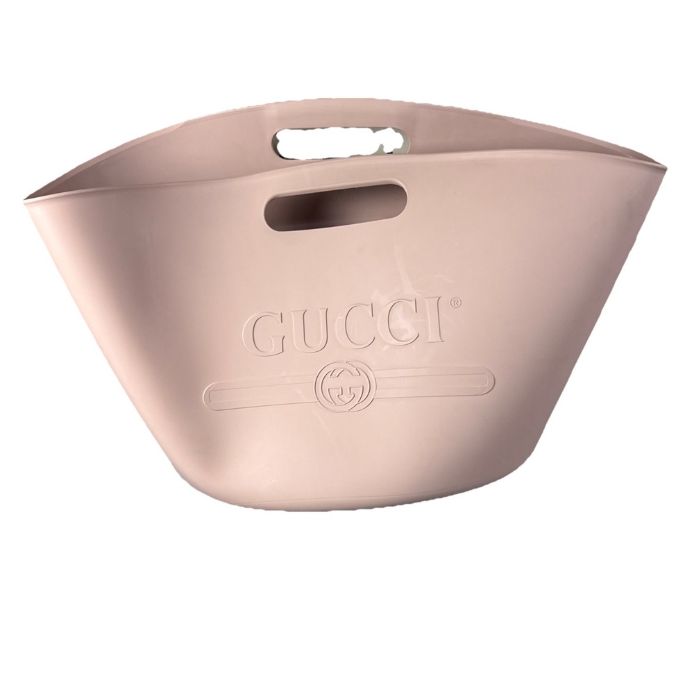 GUCCI 511261 Bucket Bag Logo Laundry Bag Bag Hand Bag rubber Beige With Dust Bag